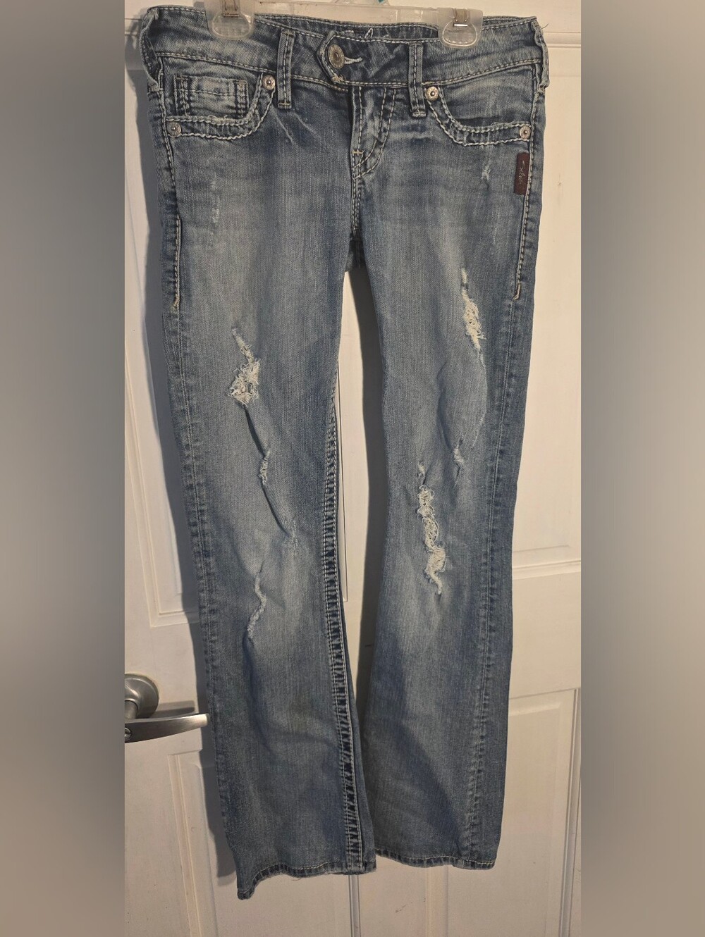 Silver Jeans  Light Blue Distressed Flared Bootcut Jeans for Women W25 L33